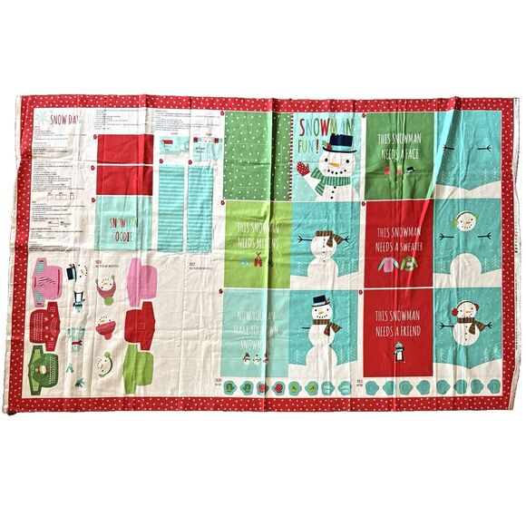 Moda Snow Day Winter Christmas Cloth Book Panel by Stacy Lest Hsu Snowman - Picture 1 of 10